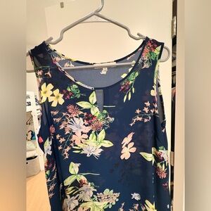 Navy Floral Sleeveless Top - Women